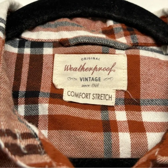 M Weatherproof Vintage Plaid Shirt in Rust and Black - Picture 3 of 5